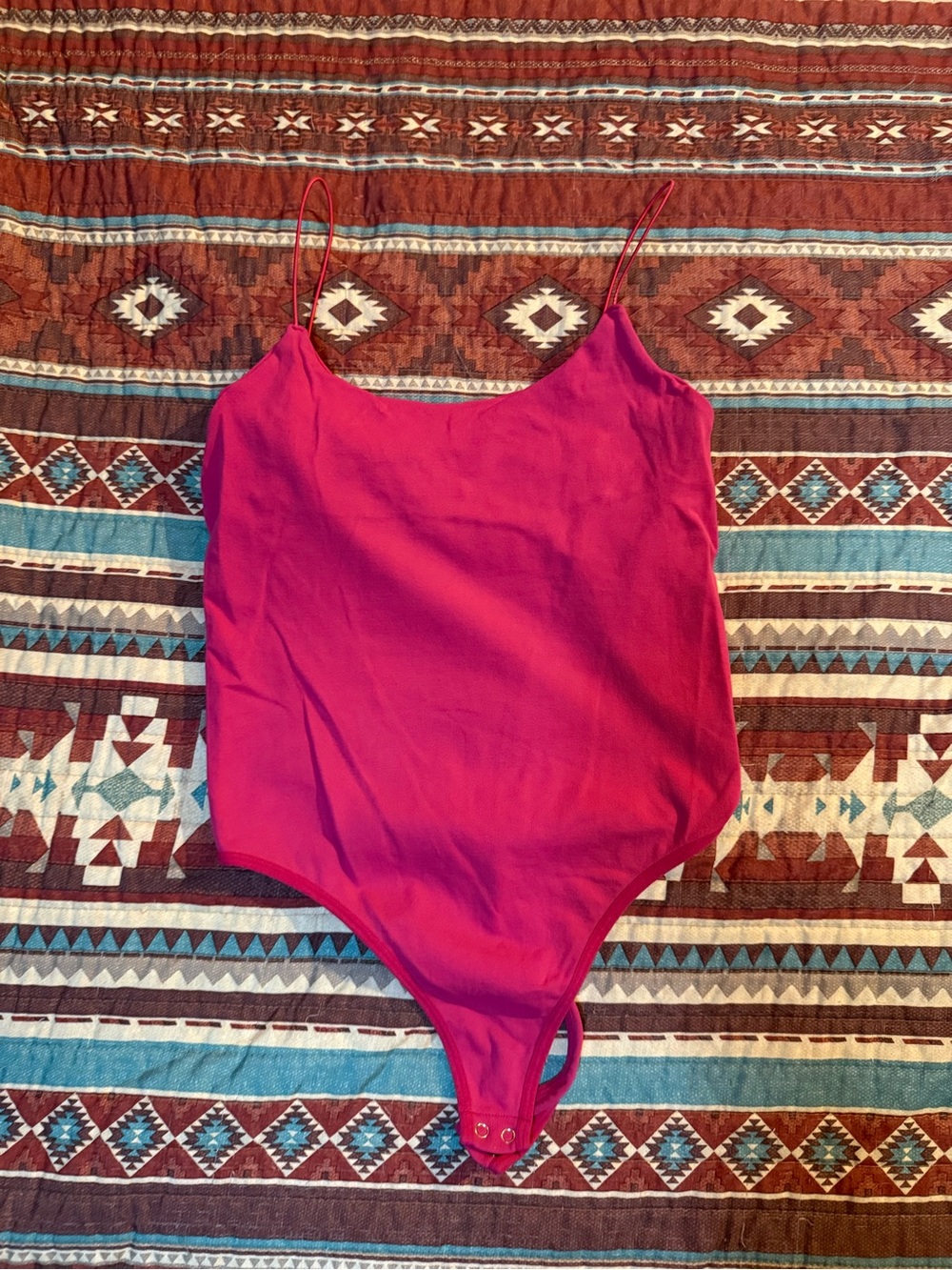 Free People Bright Pink Spaghetti-Strap One-Piece Bodysuit XS